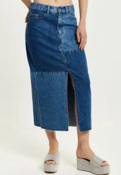 Women Liquorish Denim Midi Skirt