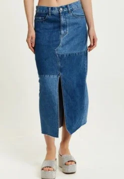 Women Liquorish Denim Midi Skirt