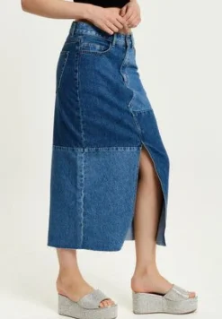 Women Liquorish Denim Midi Skirt