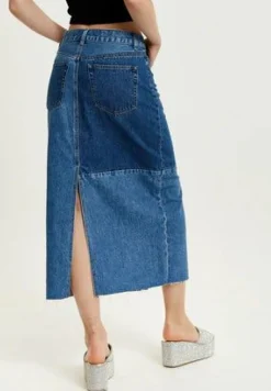 Women Liquorish Denim Midi Skirt