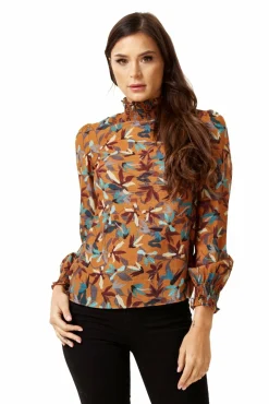 Women Liquorish Divine Floral Print Top Long Sleeves