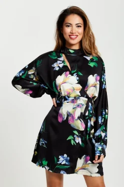 Women Liquorish Elegant Floral Print Mini Wrap Dress