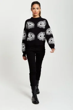 Women Liquorish Eye Pattern Jumper In