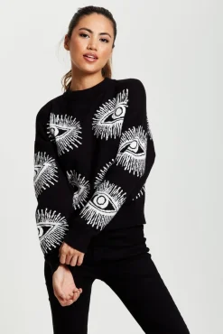Women Liquorish Eye Pattern Jumper In