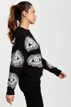 Women Liquorish Eye Pattern Jumper In