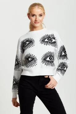 Women Liquorish Eye Pattern Jumper In