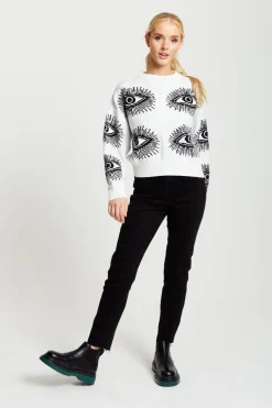 Women Liquorish Eye Pattern Jumper In