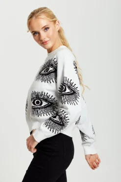 Women Liquorish Eye Pattern Jumper In