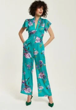 Women Liquorish Floral Jumpsuit With Short Sleeves