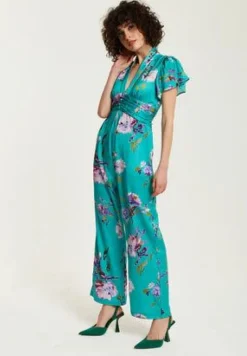 Women Liquorish Floral Jumpsuit With Short Sleeves