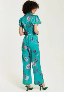 Women Liquorish Floral Jumpsuit With Short Sleeves