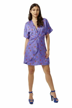 Women Liquorish Floral Knot Front Mini Dress