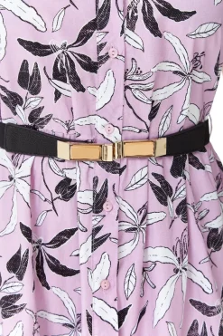 Women Liquorish Floral Print Button Up Midi Dress In