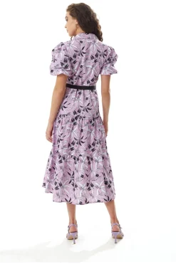 Women Liquorish Floral Print Button Up Midi Dress In