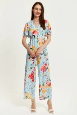 Women Liquorish Floral Print Jumpsuit With Wide Legs