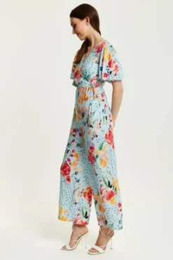 Women Liquorish Floral Print Jumpsuit With Wide Legs