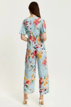 Women Liquorish Floral Print Jumpsuit With Wide Legs