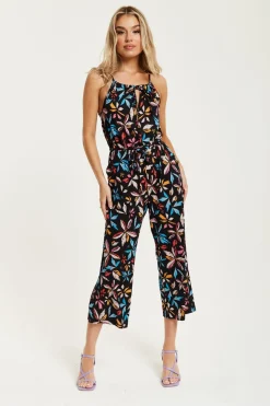 Women Liquorish Floral Print Jumpsuit With Straight Legs