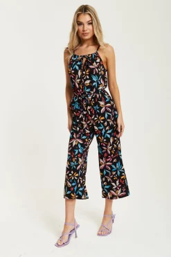 Women Liquorish Floral Print Jumpsuit With Straight Legs