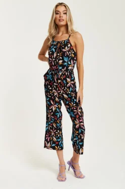 Women Liquorish Floral Print Jumpsuit With Straight Legs