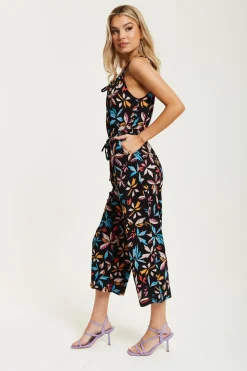 Women Liquorish Floral Print Jumpsuit With Straight Legs
