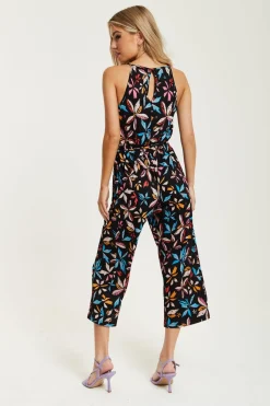 Women Liquorish Floral Print Jumpsuit With Straight Legs