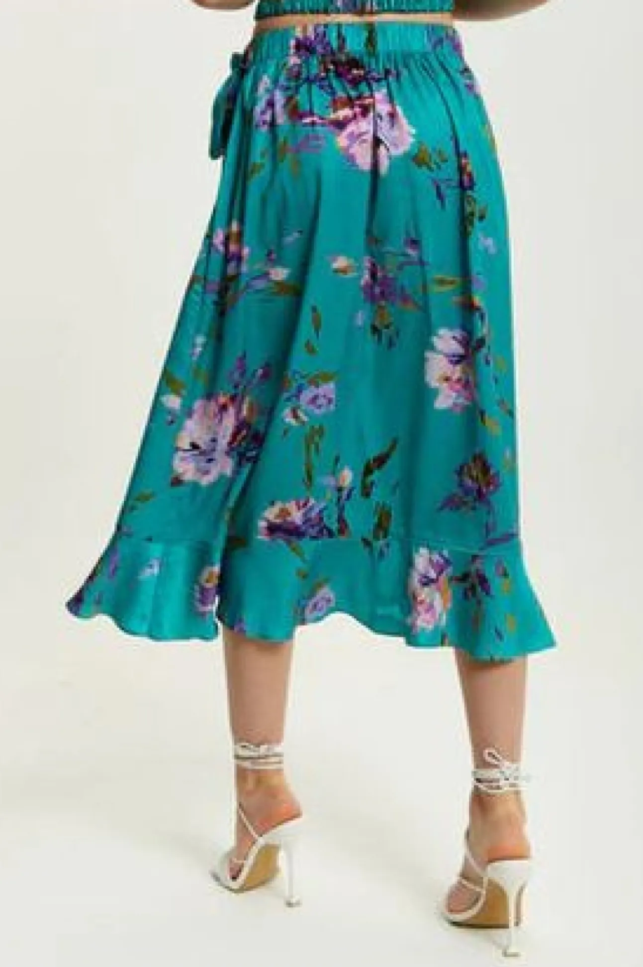 Women Liquorish Floral Print Midi Wrap Skirt