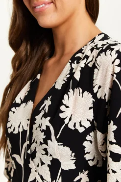 Women Liquorish Floral Print Midi Wrap Dress With Kimono Sleeves