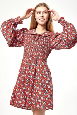 Women Liquorish Floral Print Smock Dress With Peter Pan Collar