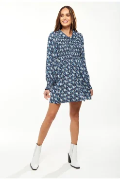 Women Liquorish Floral Print Smock Mini With Peter Pan Collar