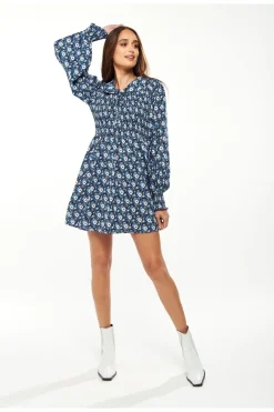 Women Liquorish Floral Print Smock Mini With Peter Pan Collar