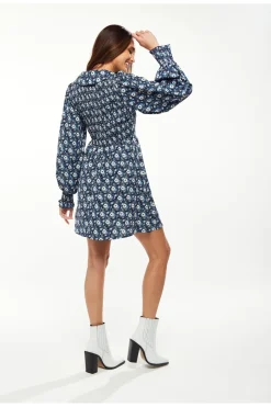 Women Liquorish Floral Print Smock Mini With Peter Pan Collar