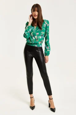 Women Liquorish Floral Print Wrap Top