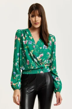 Women Liquorish Floral Print Wrap Top