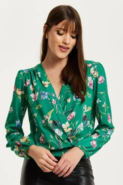 Women Liquorish Floral Print Wrap Top