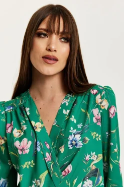 Women Liquorish Floral Print Wrap Top