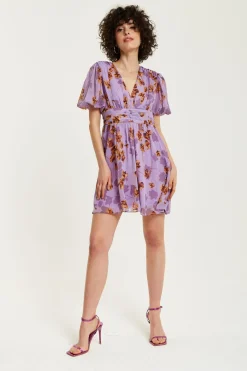 Women Liquorish Floral V Neck Mini Dress