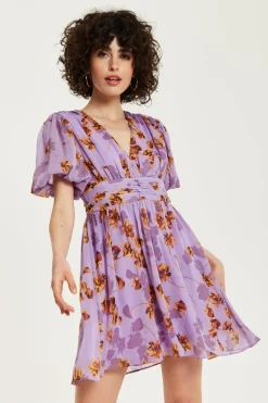 Women Liquorish Floral V Neck Mini Dress