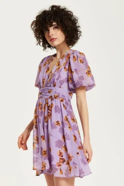 Women Liquorish Floral V Neck Mini Dress