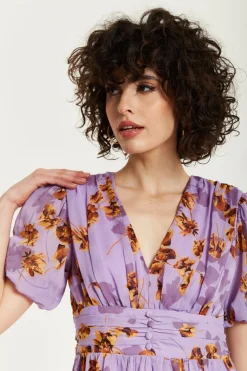 Women Liquorish Floral V Neck Mini Dress