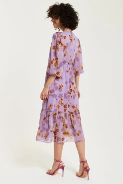 Women Liquorish Floral V-Neck Midi Dress