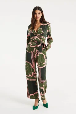 Women Liquorish Geometric Floral Print Jumpsuit In Dark