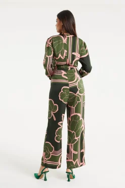 Women Liquorish Geometric Floral Print Jumpsuit In Dark
