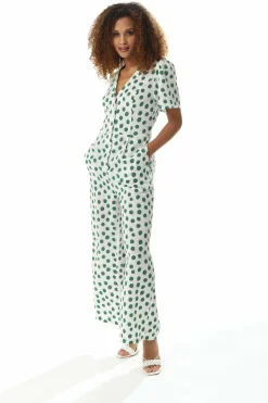 Women Liquorish Green Polka Dot Jumpsuit In