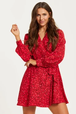 Women Liquorish Heart Print Mini Wrap Dress