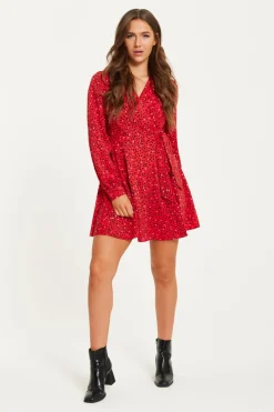 Women Liquorish Heart Print Mini Wrap Dress