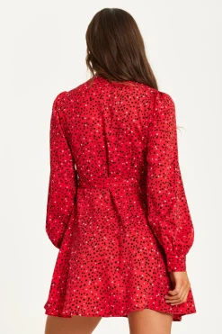 Women Liquorish Heart Print Mini Wrap Dress