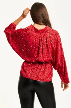 Women Liquorish Heart Print Shirt With Long Sleeves And Tie Waist