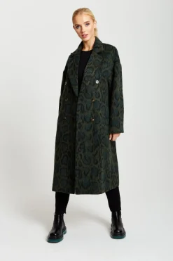 Women Liquorish Leopard Print Longline Coat