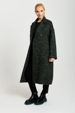 Women Liquorish Leopard Print Longline Coat